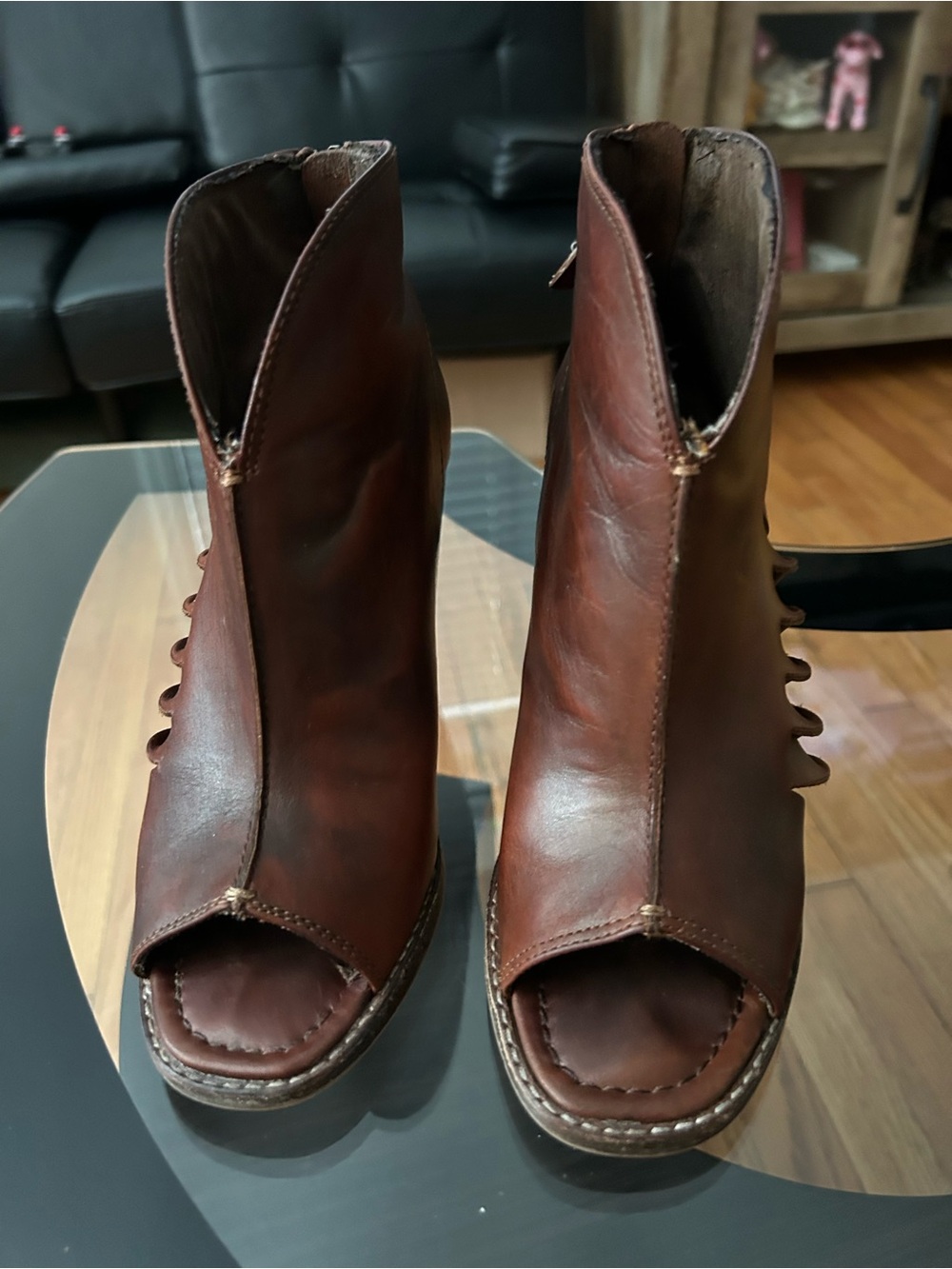 Ariat Brown Leather Open-Toe Ankle Mules